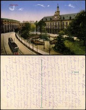 Postcard Chemnitz street section and tram 1914