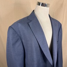 Oak Hill 54R 56R Sport Coat Poly Rayon Blue Solid Two Button Double Vented
