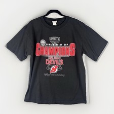 VTG Y2K 2003 NHL New Jersey Devils Stanley Cup Champions T Shirt L Parade