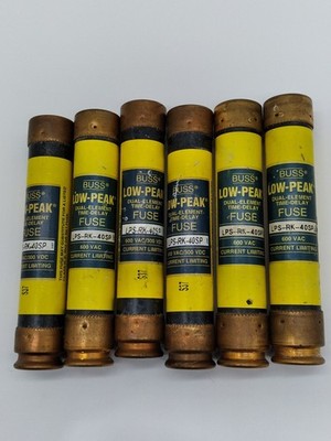 Bussmann LPS-RK-40SP Low-Peak Time Delay Fuse, 600VAC/300VDC 40A Class Lot of 6