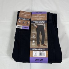 Weatherproof Vintage Bonded Fleece Lined Canvas Pant, Black, Men  s 30x29, NEW