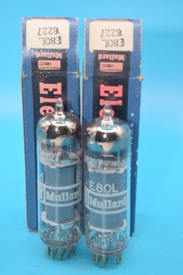 NOS MATCHED PAIR - MULLARD E80L 6227 GOLD PIN VINTAGE TUBES - GREAT BRITAIN