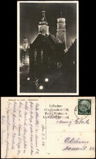 Stuttgart Stiftskirche in der Nacht, Beleuchtung, Abend-Aufnahme 1937