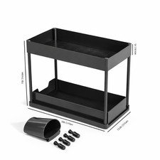 2 Tier Under Sink Organizer Sliding Basket Storage Rack Kitchen Bathroom