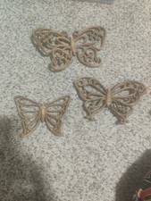 Vintage Wooden Carved Butterfly Decor