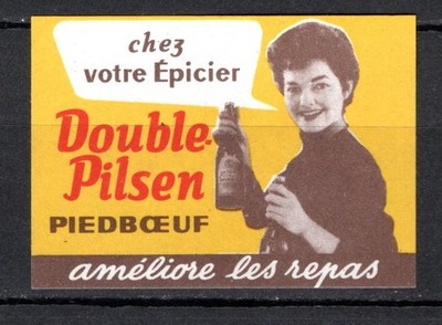 MATCHBOX ETIKETTEN BELGIEN - Piedboeuf Double Pilsen Bier, Werbung - **