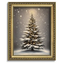 Vintage Framed Canvas Christmas Wall Art Decor Festive Winter Holiday Artwork...