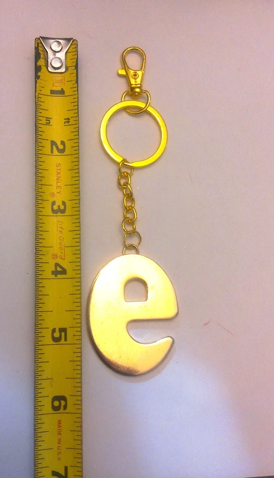 Letter "e" Bag Charm Key Ring Signed Capri Jewelry Initial Pendant Gold Tone - Image 2 of 4