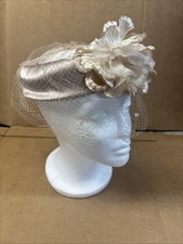 Vintage Pink Woman  s Veil Hat With Floral Decorations