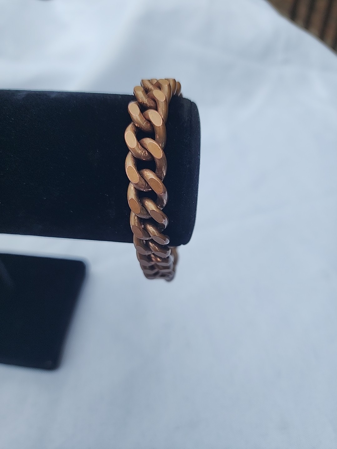 Heavy Solid Copper Cuban Link Chain Bracelet 8 1/… - image 1