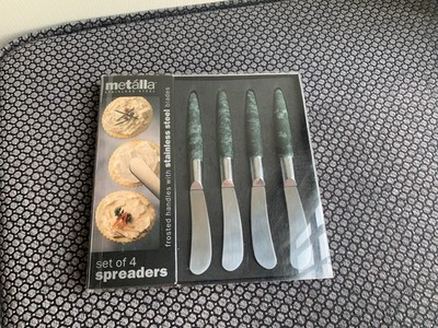 Vintage Prodyne Metalla Retro Boxed Set 4 Marmoriert Grün Griff Streuer