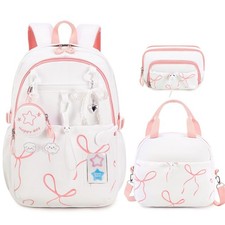 Backpack for Girls, 5PCS School Bookbag with Lunch Box Pencil Case