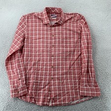 Johnnie-O Hangin' Out Shirt Mens XL Red White Plaid Long Sleeve Button Down