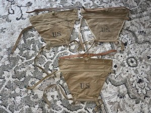Lot of 3 1918 WWI US Army 1910 haversack pack carriers / tails field gear