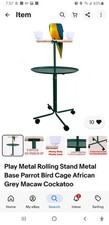 Rolling Metal Stand Wood Bird Perch with Metal Base and Cups for Parrots Birds