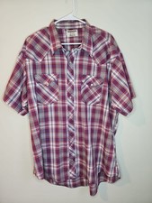 VTG Ruddock Long Sleeve Pearl Snap Plaid Western Shirt Size XXL Made in USA
