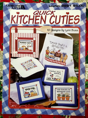 Leisure Arts, Quick KITCHEN CUTIES Cross Stitch Pattern Leaflet 2991 - 10 Design