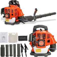 Backpack Leaf Blower,52CC Gas Powered,550CFM 2-Stroke Engine Gas Leaf Blower