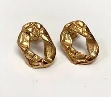 9ct Gold Modernist Style Stud Earrings: 14ct Gold Stems, 10ct Backs, 3gm Tested