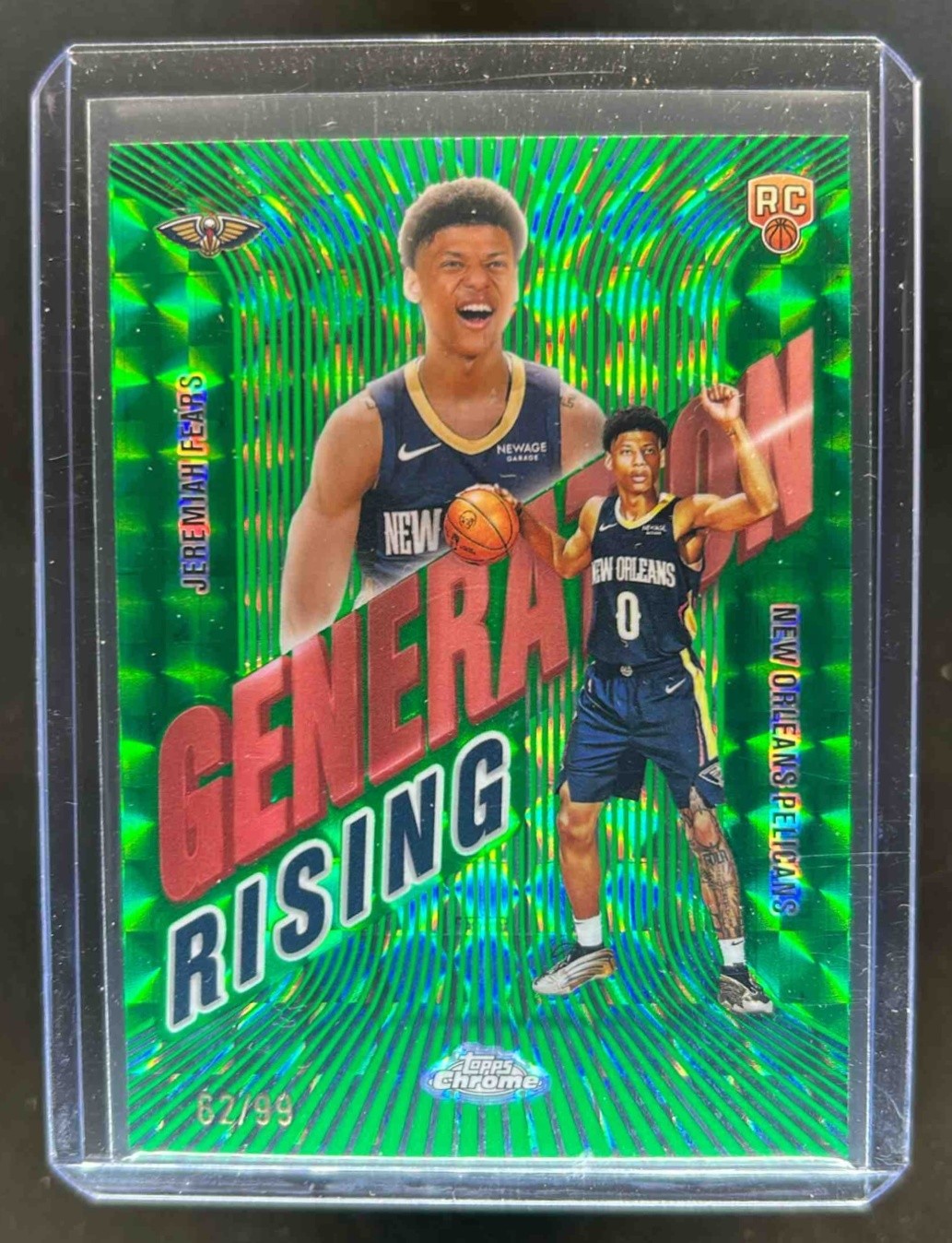 2025-26 Topps Chrome Jeremiah Fears Generation Rising RC Geometric Green #62/99