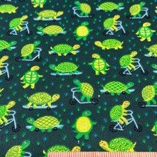 Turtles On SKATEBOARDS SCOOTERS Playful 100 Cotton Green Yellow BTHY........