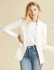 Veronica Beard Ivory Upcollar Linen Blend Single Button Blazer Size 0