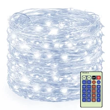 500LED 164ft Fairy String Lights Cool White Christmas Light Silver Wire w/Rem...