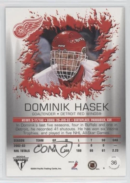 2003-04 Pacific Private Stock Titanium Retail Dominik Hasek #36 HOF - Image 2 of 2