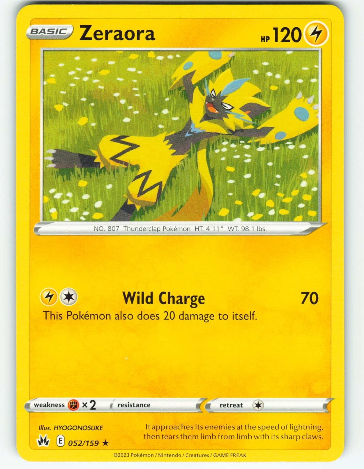 Zeraora - 52/159 Crown Zenith - Pokémon TCG - 2023