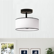 Light Semi Flush Mount Ceiling Light Fixture, 13" Black Drum Light, Modern ...
