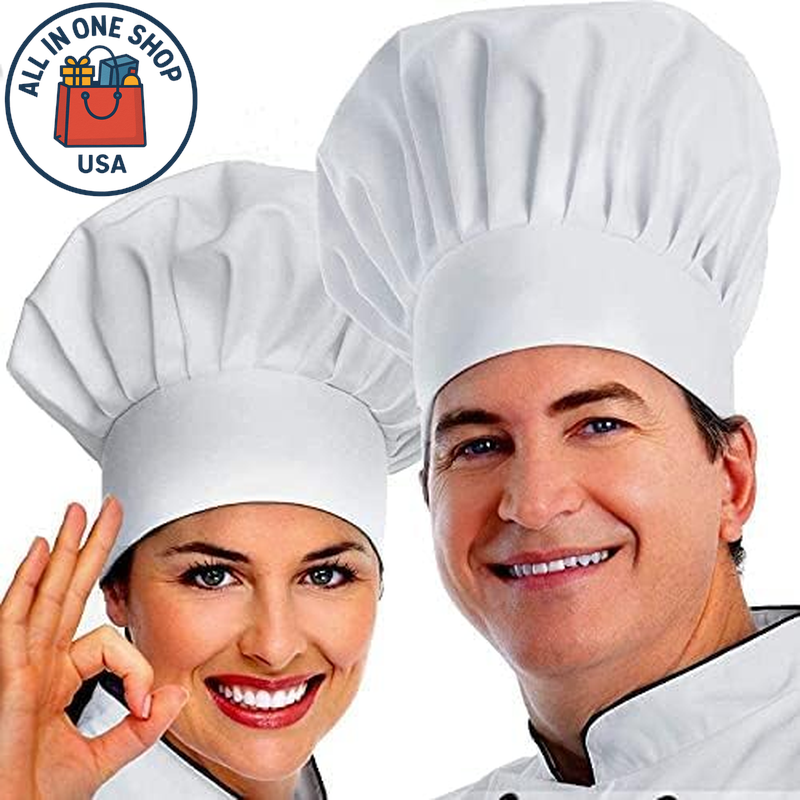 Chef Hat, 2PCS Adult Premium Adjustable Elastic Baker Kitchen Cooking ...