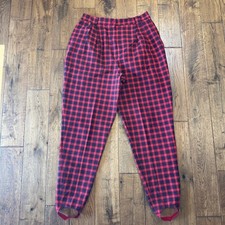 VTG COUNTERPARTS Womens Stirrup Pants Sz 16 Plaid High Waisted Tapered Retro 90s