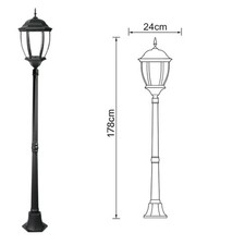 Lampione da giardino lanterna in vetro e27 luce da esterno alluminio 178x24 cm
