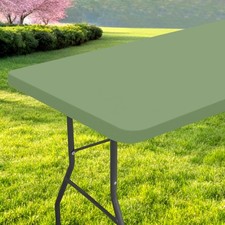 Rectangle Table Cloth, Waterproof Elastic Fitted Tablecloth for 6 Foot Foldin...