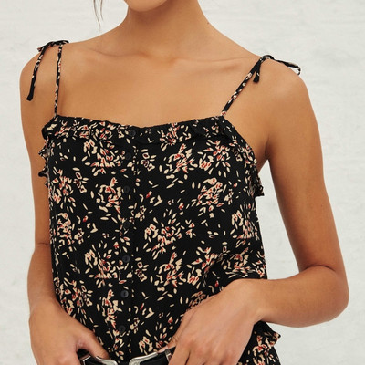 NWT  ba&sh Veda Sleeveless Floral Print Top Black Graphic M $198