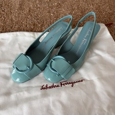 Women s Sz 5 Salvatore Ferragamo Briget 55 Gancini Slingback Pumps In Turquoise