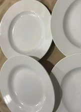 Home Trends White Glaze Wide Rims Dinner Plates (4) Stoneware 11-1/8"