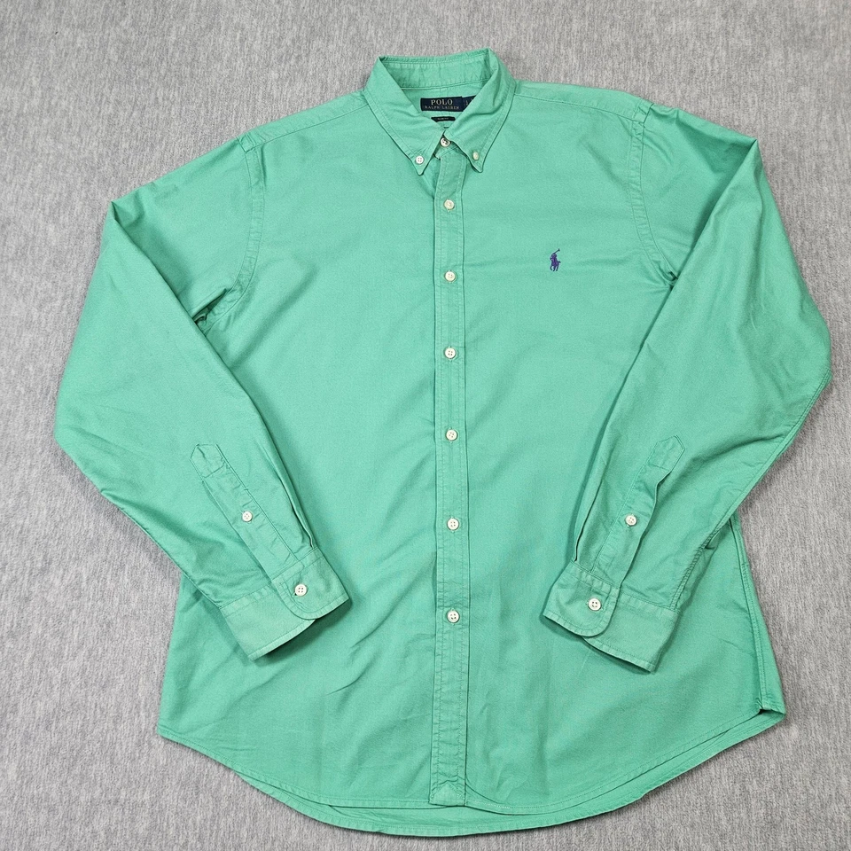 Polo Ralph Lauren Shirt Mens Large Green Slim Fit Button Down Long Sleeve Pony - Image 2 of 4
