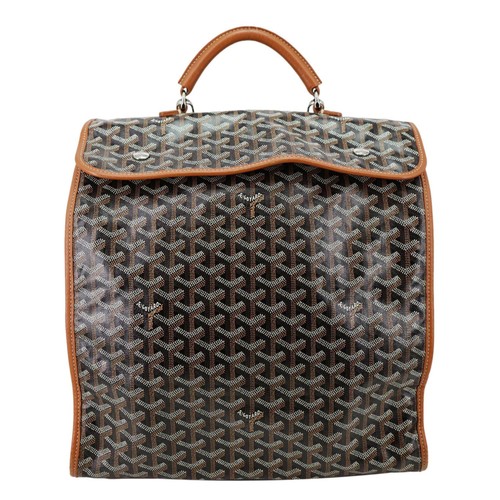GOYARD Saint Leger Chevron Print Canvas Backpack Brown