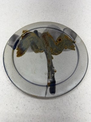 Rob Grimes Rustic Pottery Plate 9'' Signed ''Praise God'' Texas Tested By Fire