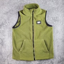 CAT Caterpillar Vest Boys S 7/8 Green Construction Equipment Full Zip Fleece