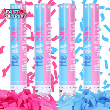 Gender Reveal Confetti Cannon - Set of 4 2 Blue 2 Pink for Stunning Baby Gen
