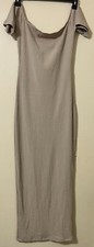 SheIn Bodycon Stretch Ribbed Backless Maxi Dress Size Large Women's Cap Sleeves