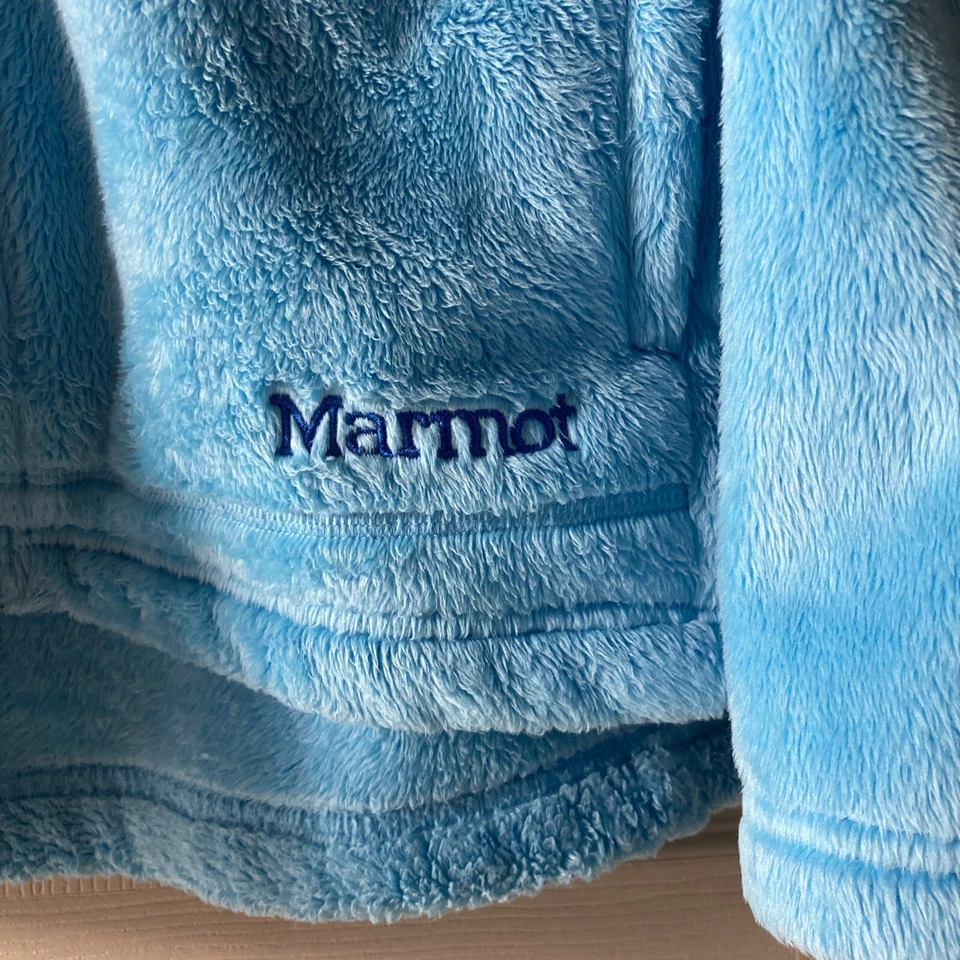 Chaqueta Marmot Azul Vellón Difuso Cremallera Completa con Bolsillos con Cremallera Cuello Alto Talla XL