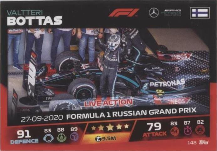 2021 Topps F1 Turbo Attax - Valtteri Bottas #148 - 1 of 1