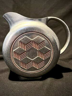 Vintage Wilton-Mount Armetale, Block design ca. 1960s Disc Shape Pitcher