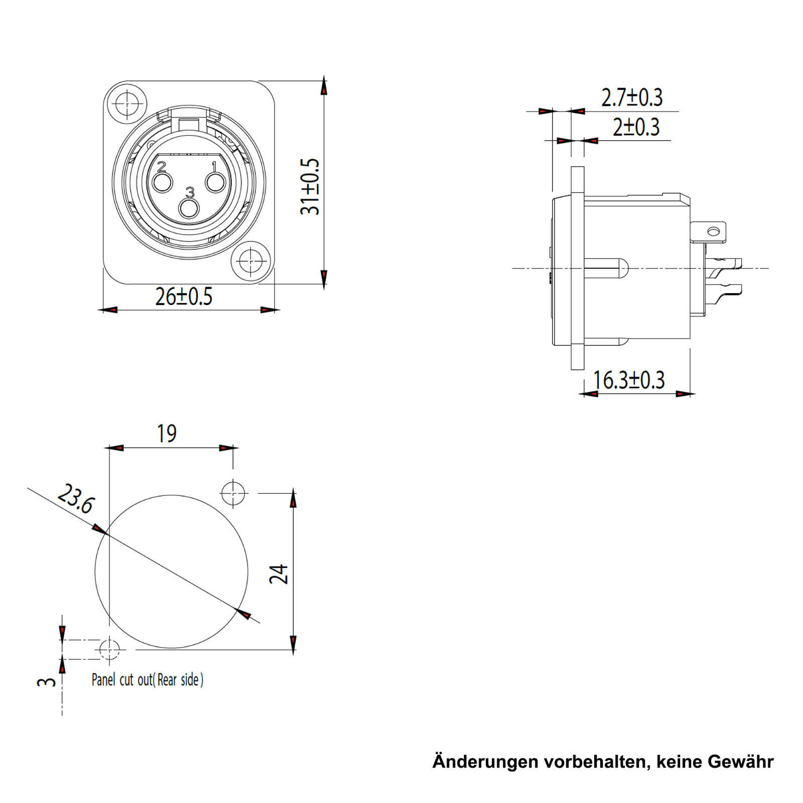 Thumbnail - Hicon Xlr 3-pol Einbaubuchse Metallgehäuse Male Typ D Sys Boxx |