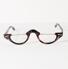 Swan Tortoise w/Rhinestones Eyeglasses Frames Made U.S.A. Vintage