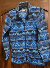 Columbia Fleece Jacket Kids Youth Large Aztec Western Blue Native Zip Geometric