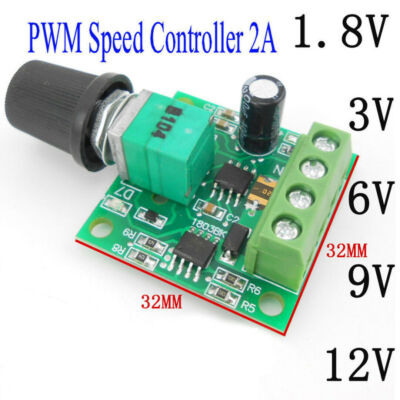 PWM Einstellbar Regulator Spannung DC 2A Motor Drehzahlregler 1.8/3/5/6/12V AH